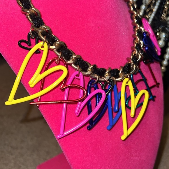 Betsey Johnson One Love Rainbow Hearts Necklace - Picture 6 of 7
